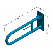 Arched and tilted handrail 60cm with space for toilet paper  PSP 660P