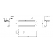 Handrail for disabled basin tripod left 55cm  PTP 155L